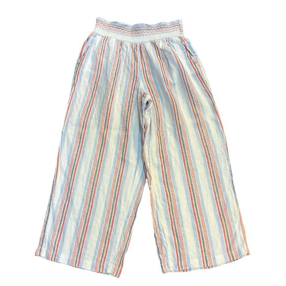 Crown & Ivy White and Blue Stripe Wide Leg Linen  Pants Size 1X - Picture 1 of 7
